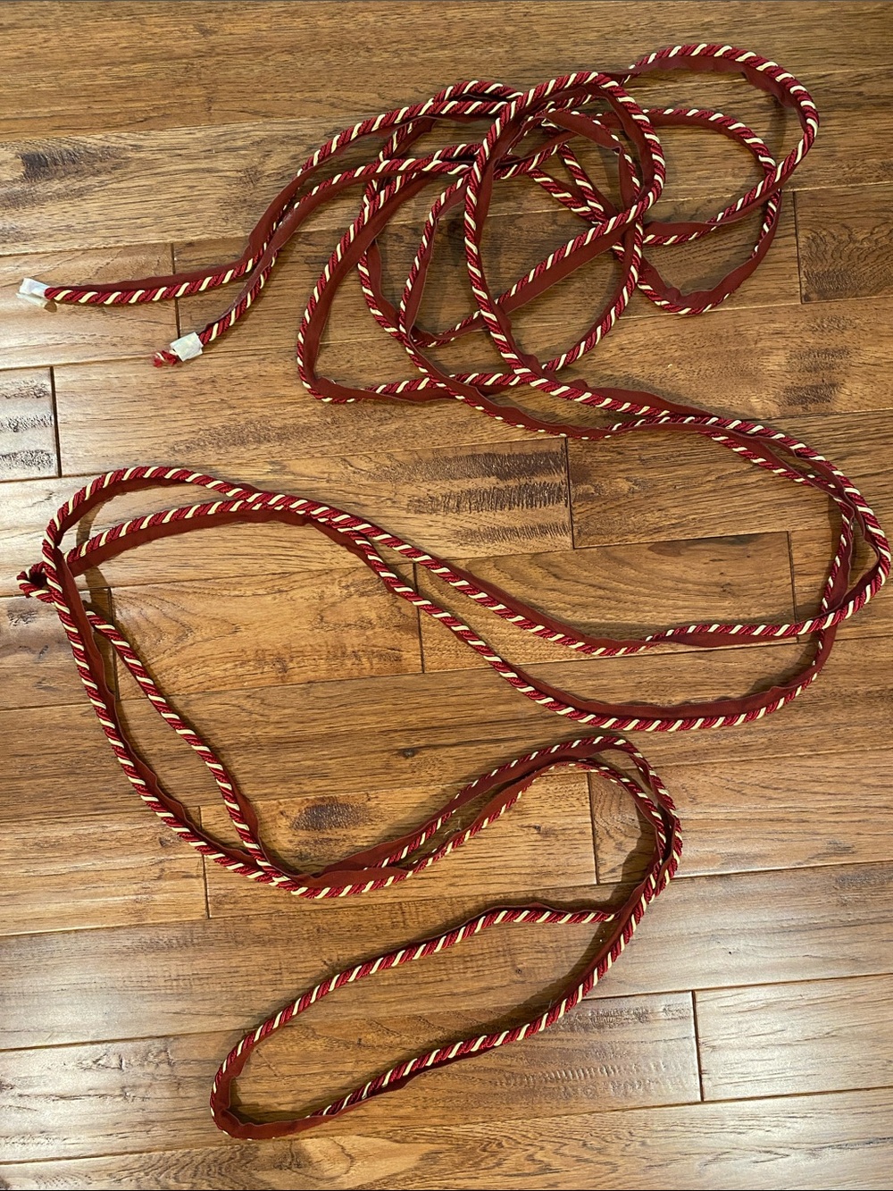 32 feet of Crimson Red and Gold Twisted Cord Decorative Rope
